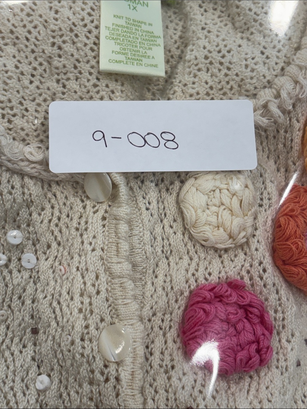 Sigrid Olsen Cream Knit Button-Up Sweater Floral Coastal Grandma - Picture 8 of 8